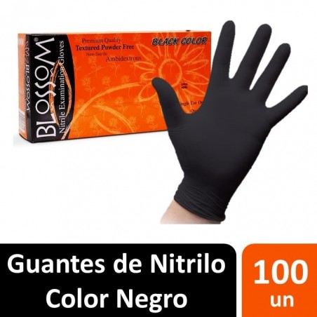 Caja de Guantes de Nitrilo Negros Blossom - 100 UND